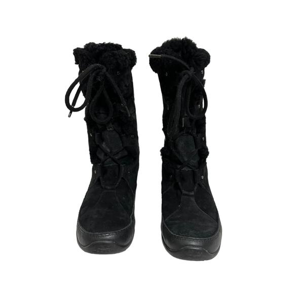 The North Face Primaloft Womens Fur Leather Mid Lace Up Snow Boots Black SZ 8.5 - Picture 2 of 6